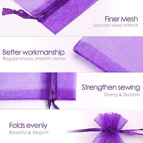 100 stk. 2,8\"x3,6\"(7x9cm) Gaveposer Snøre Organza Smykkeposer, Opbevaringspose