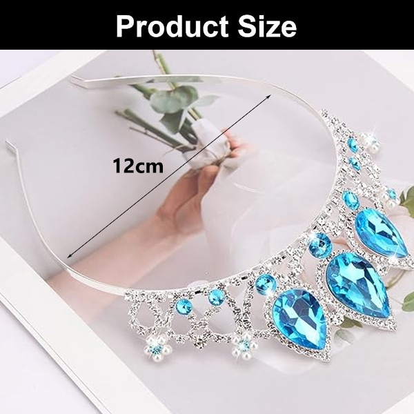 Blå Kristalltiara för Speciella Tillfällen, Strasskrona med Utsökt Hantverk, Robust Konstruktion, Safirblå Strass-tiara För