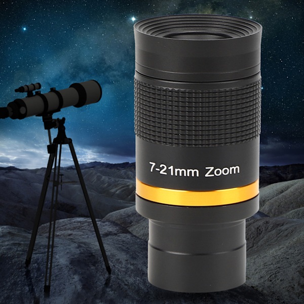 Astronomisk Teleskop 7-21mm Kontinuerlig Zoom Okular Observation 1,25 Tommer/31,7 MM Sort