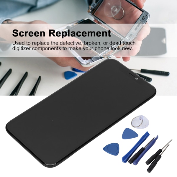 Komplett monteringssats för byte av telefonskärm LCD-skärm pekskärm med verktyg för iPhone XR