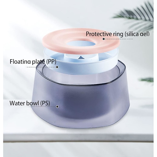 Blå Tritan BPA-fri Långsamdrickande Hundskål, Stor Kapacitet Spillfri Vattenautomat för Husdjur med Flytande Skiva, Diskmaskinsäker, Transparent Design för Enkelhet