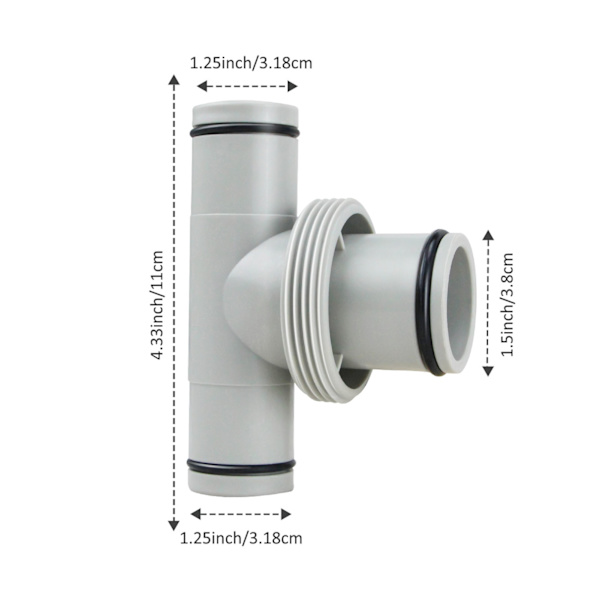 Slange Adapter T-formet Gevindpumpeforbindelse 1,5 tommer til 1,25 tommer Forbindelsesslange Plunger til Poolvedligeholdelse