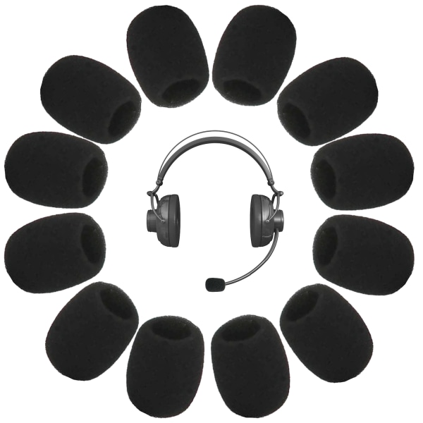 12 stk. Mikrofondeksler Skum, Mini Headset Mikrofondeksel Beskyttelsesskjerm, Mikrofonbeskytter, Liten Svamp Vindskjerm for Konferanserom, Cla