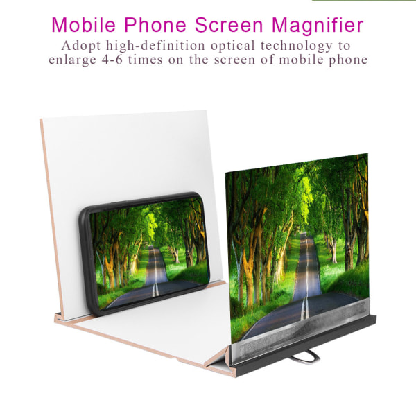 Bærbar 8\" Telefon Skjermforsterker Forstørrelsesglass Øyebeskyttelse Display Holder Stativ Tynn