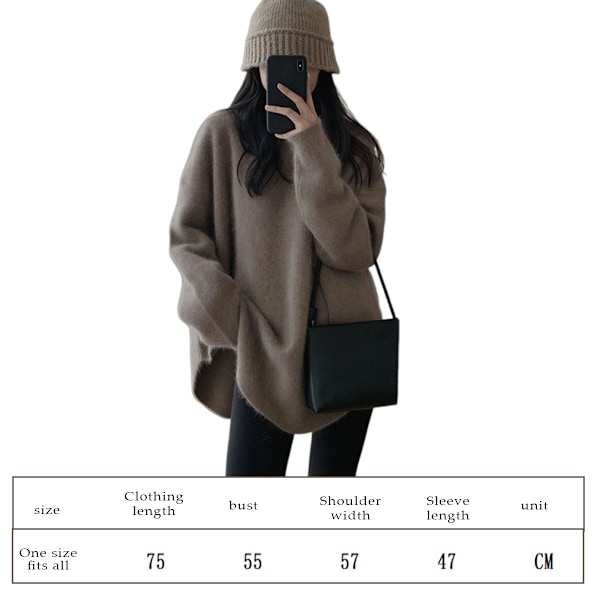 Enfärgad stickad tröja för damer, höst och vinter, förtjockad design, nisch, lös, lat stil, ytterkläder