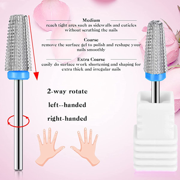 3 st Nail Carbide 5 i 1 Bit, Nail Drill Bits Set-2 Way