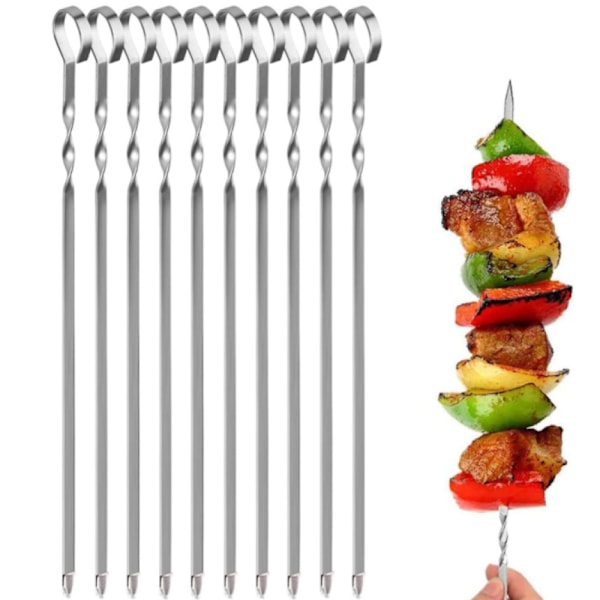 Grillmästarens Val, Livsmedelsgodkänt Rostfritt Stål Metall Kabobspett, Perfekt För Ditt Nästa Grilläventyr, Premium Rostfritt Stål Platt Blad Och