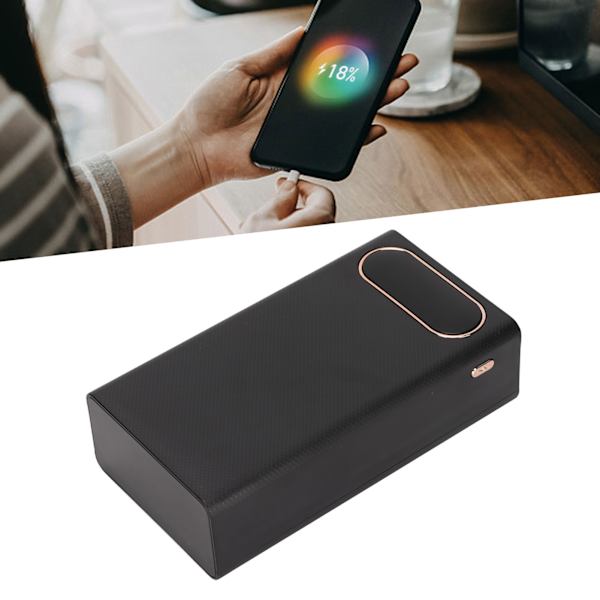 10W DIY 18650 Bärbar Powerbank Fodral L12 Mobil Batteriladdare 12 Batterier Kapacitet med 2 LED-lampor LCD-displaySvart
