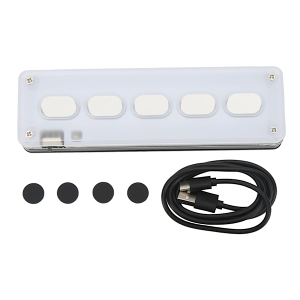 Bluetooth USB Mini 5-tangenters tangentbord Enhandsmekaniskt spelande tangentbord Multifunktion Vit för PC Dator Skrivbord