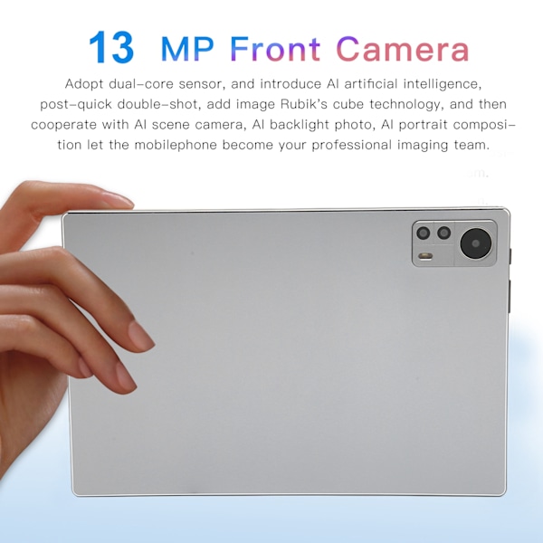 10-tums Tablet 8G RAM 128G ROM Stöd för 4G-nätverkssamtal Octa Core Processor Tablet PC för Android 11 100‑240V EU-kontakt Grå