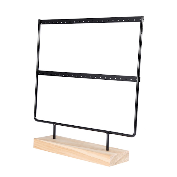 Träfat i rostfritt stål örhängen smycken arrangör display H