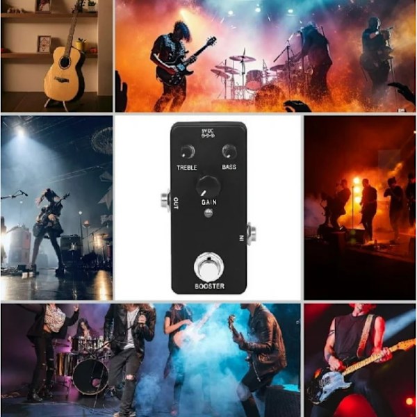 Small Booster Clean Boost Pedaler för Elgitarr Bas med True Bypass Switch Boost Gitarr Bas Pedaler