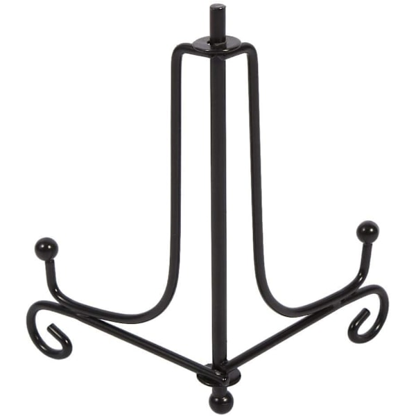 Dekorativa tallrikshållare, stafflistativ i metall, hopfällbar design för böcker, konstverk, kokböcker, vintage scroll-design (svart, hållbar och robust)