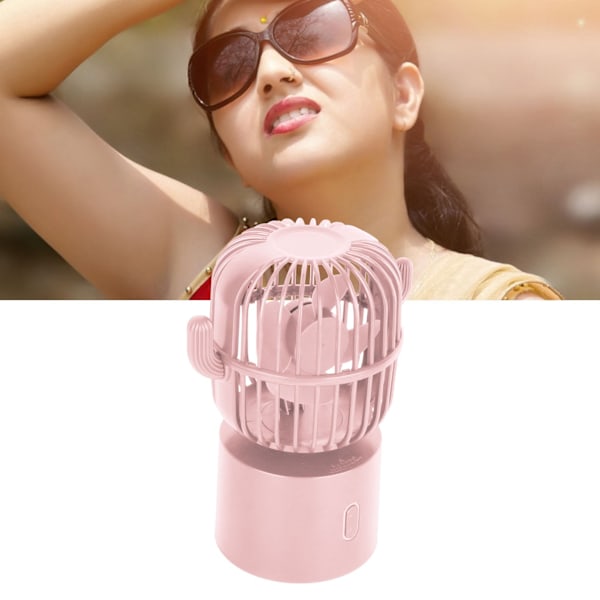 Mini Fläkt Kaktus Rörligt Huvud USB Laddning Portabel Skrivbords Mini Fläkt för Kontor Hem Rosa