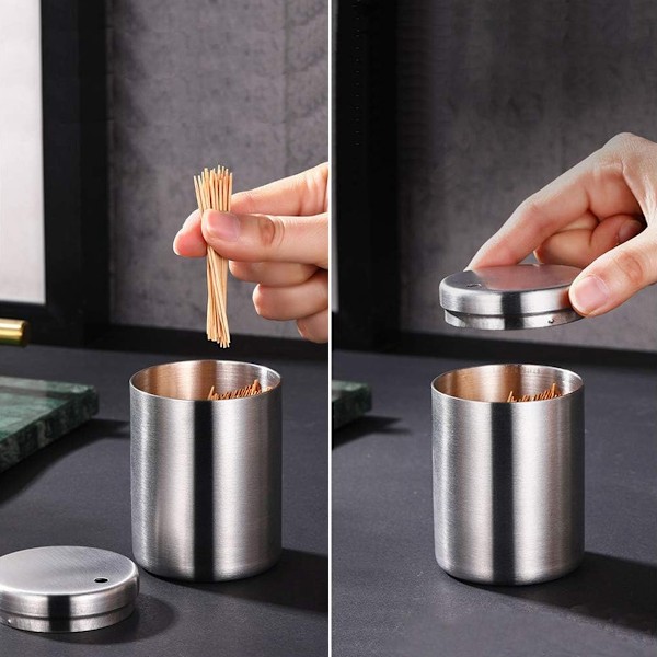 Praktisk Tandpetare Dispenser, Elegant Tandpetarhållare för Enkel Åtkomst i Ditt Vardagsrum, Tjock Konstruktion i Rostfritt Stål