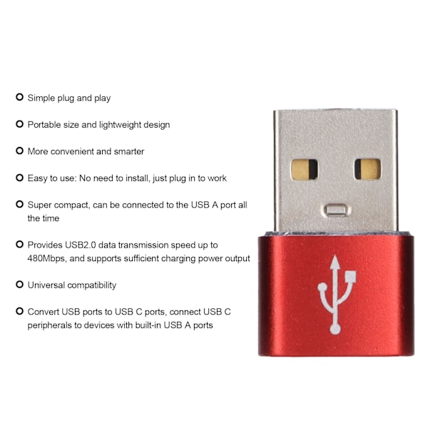 3 kpl USB 2.0 uros-uros-liitäntä Metalli USB-uros-uros-liitäntä kannettavalle tietokoneelle ja matkapuhelimelle (Punainen)