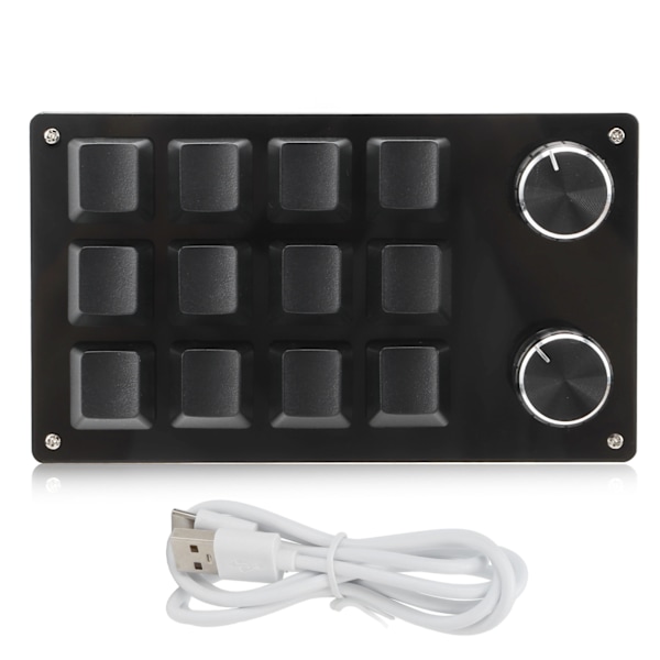 Enhands Makromekaniskt tangentbord med en hand 12 tangenter Multifunktion DIY Programmerbar knappsats för kontorsspel Lab