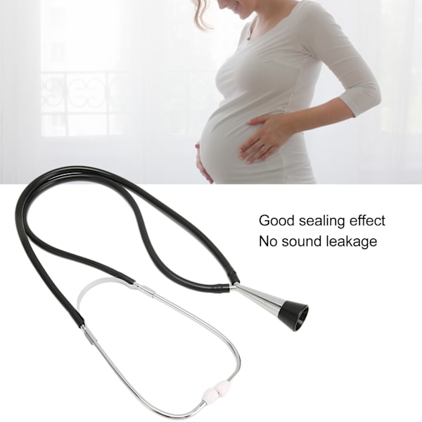 Fetal Stetoskop Overvåking Aluminiumlegering Myk Fosterhjerte Stetoskop Svart for Gravide