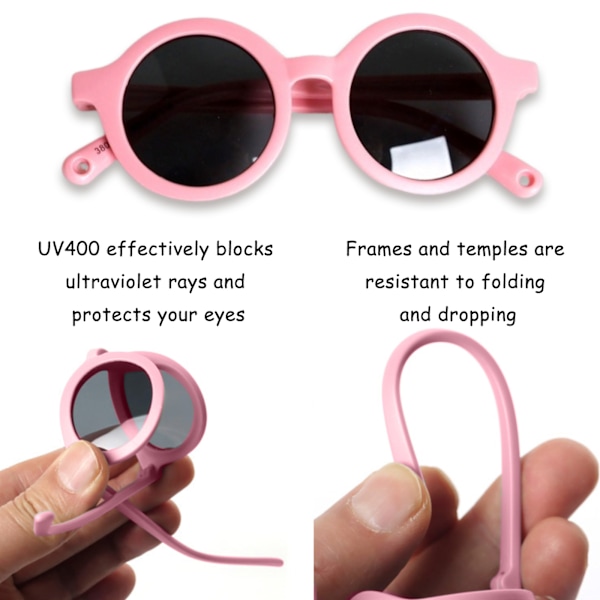 Koreanska Solglasögon för Bebisar med Liten Rund Silikonram UV400 Anti-UV Glasögon Trendiga Polariserade Solglasögon