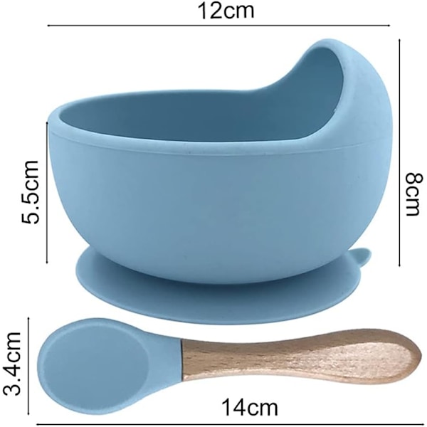 Steriliserbar Silikon Barnskål Med Sugpropp För Pojkar Flickor, Massivt Träskskaft Lätt Att Rengöra Utan Döda Hörn, Ugnsäker
