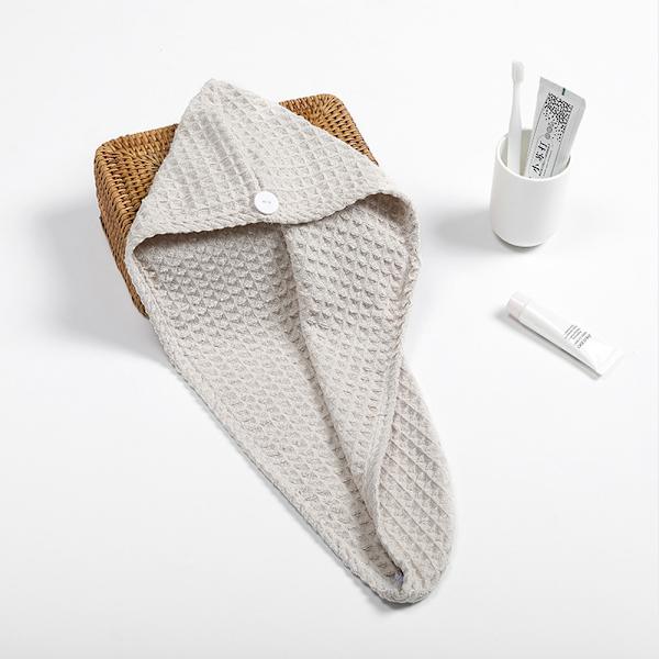 2 stk. vaffelhårbandana-wrap i frotté, der absorberer hurtigt og tørrer til kvinder med vådt hår