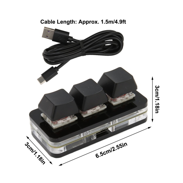 USB 3 Key Mini Tastatur RGB LED Bakgrunnsbelysning Støtter Hot Swap OSU HID Makro Programmering Tastatur for Windows for OS X for Linux