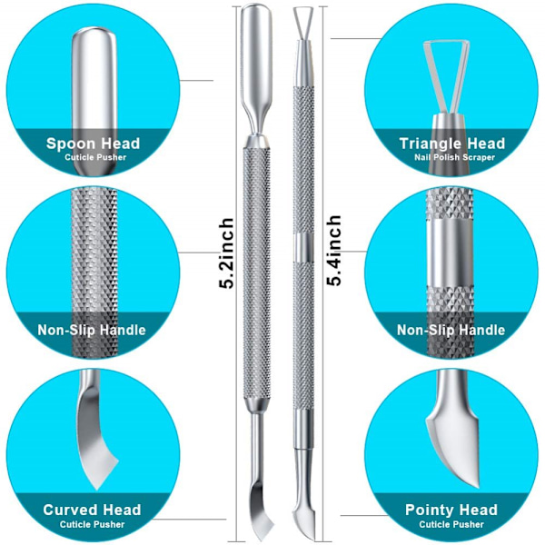 2PCS Metall Sølv Neglebåndsskyver og Kutter Fjerner Salon