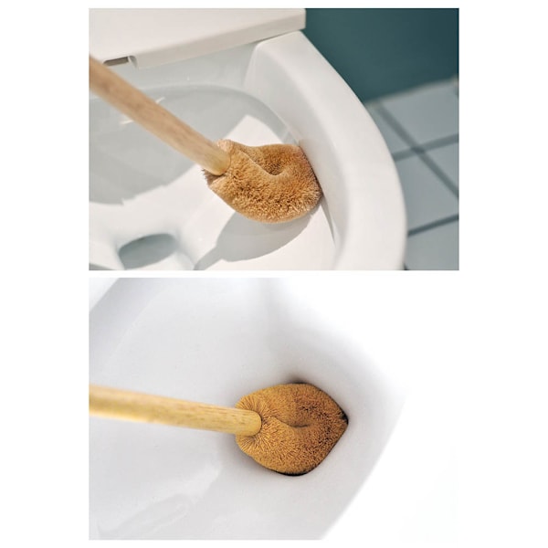 Toalettborste i trä, naturlig toalettborste i kokosnöt, badrumsborste