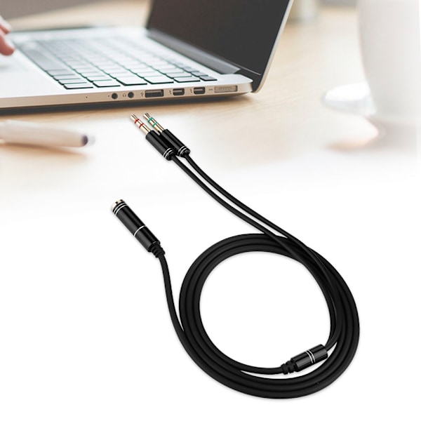 3,5 mm hona till 3,5 mm dubbla hane ljudförlängningskabel hörlurar splitter mikrofon öronsnäcka adapter