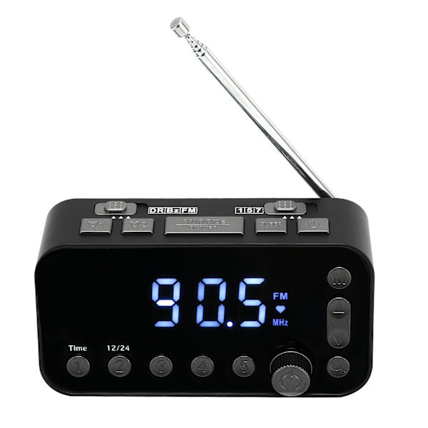 DABA1 Klokke FM-radio Dual USB med ladeport LCD-skjerm Bakgrunnsbelysning Justerbart volum Alarmklokke Radio