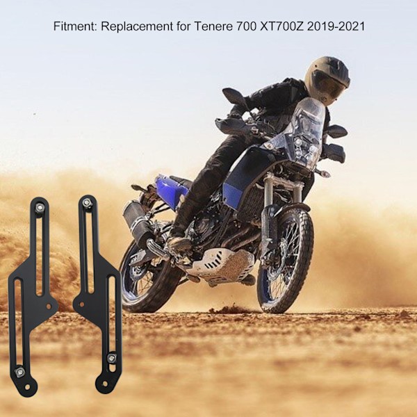 Par justerbart vindskjermfeste for motorsykkel, anodisert svart, erstatning for Tenere 700 XT700Z 2019‑2021