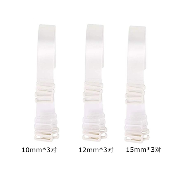 Osynlig transparent halkfri bröstrem, justerbar bröstrem ersättnings axelrem, mjuk avtagbar transparent krok, 9 par i 3 storlekar, tr