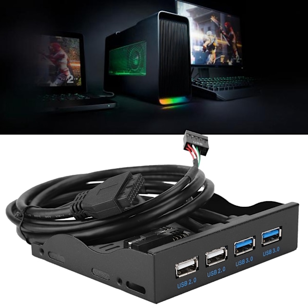 3,5-tuumainen 19-nastainen T9-nastainen nopea USB3.0+USB2.0 4-porttinen levykeaseman etupaneeli