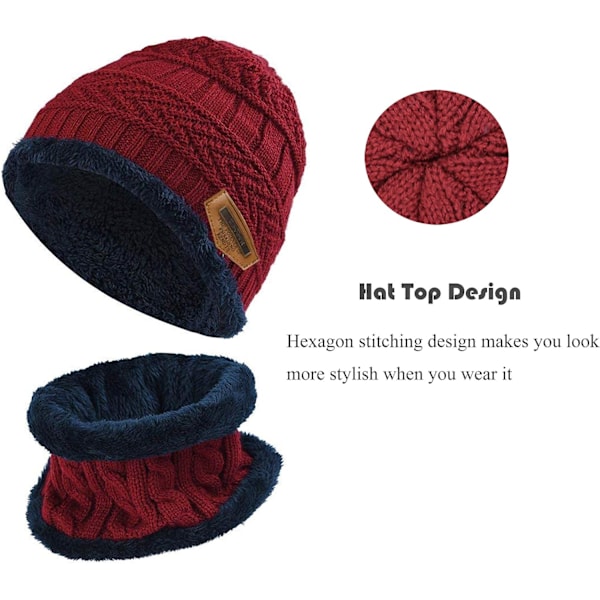Kinder Wintermütze Beanie Hut mit Schal Set Slouchy Strickmütz