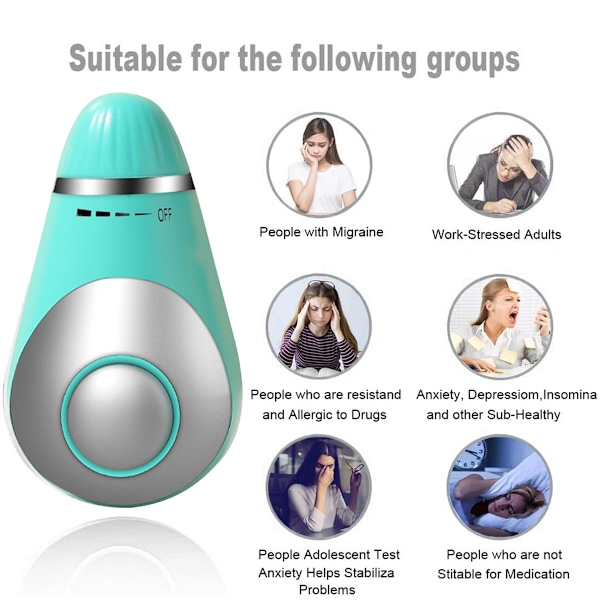 Smart Sömnhjälp Hjärnmassage Justera Puls Lindra Huvudvärk Fokusera Uppmärksamhet Ångestlindring Små och Lätta Artiklar Blue