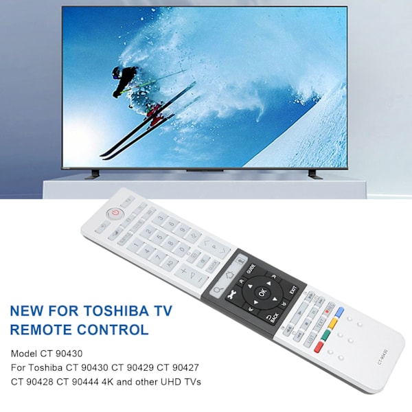 Fjärrkontrollersättning kompatibel med Toshiba CT 90430 CT 90429 CT 90427 CT 90428 CT 90444 4K och andra UHD-TV-apparater