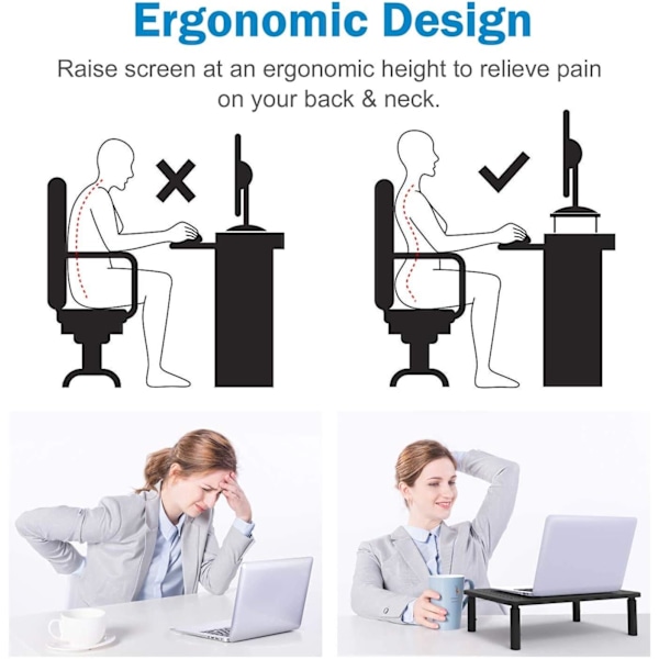 Skrivbordsstativ för Monitor, Ergonomiskt Visningsstativ med Justerbar Höjd, Ventilerad Plattform för Värmeavledning, Bred Kompatibilitet för Enheter