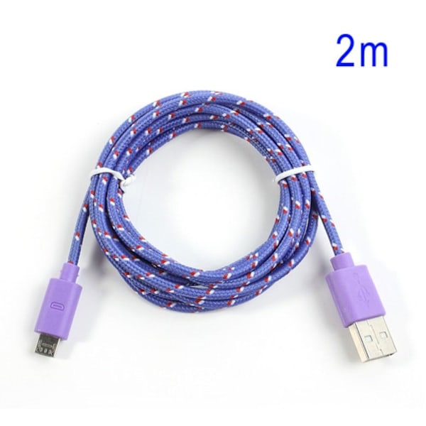 Cable Micro USB 2m Lila Compatible con Dispositivos Android