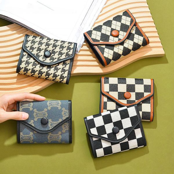 Naisten tyttöjen lompakko Söpö kolminkertainen lompakko PU nahkainen lompakko Slim Short Wallet Cash Card Holder Bag