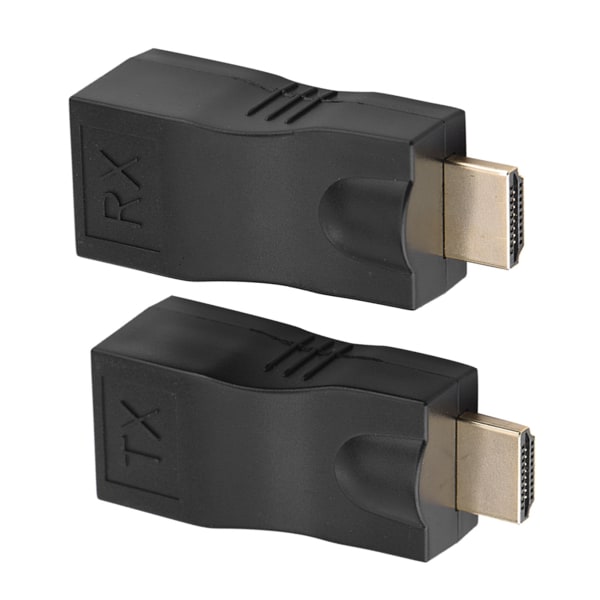 2x HDMI 30m til RJ45 nettverkskabel forlengerkonverter repeater over CAT-5e CAT6