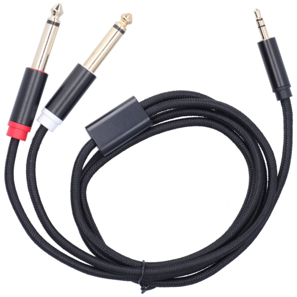 3683 Adapter-kaapeli Puuvillakudottu verkko 3,5 mm uros - 6,35 mm kaksoisäänivirityskaapeli