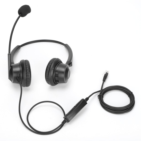 Binaural Headset Hands Free Telephone Headphone with Noise Canceling Mic and Volume Control