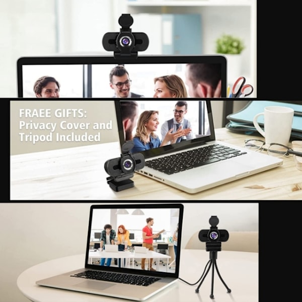 Högupplöst webbkamera för widescreen, Full HD 1080P webbkamera med justerbart FOV, idealisk för online-möten
