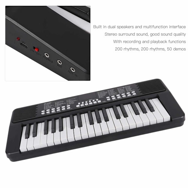 37-tangenters bärbar elektronisk keyboard uppladdningsbart piano med hörlursuttag utbildningsinstrument