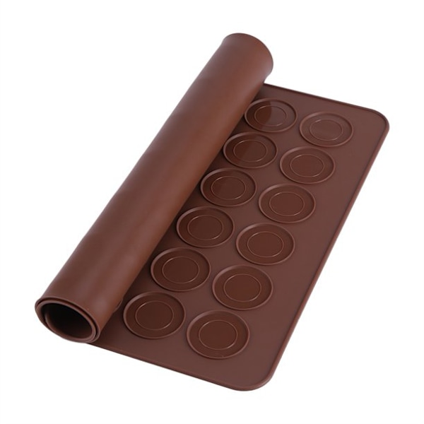 Chokladfärgade Bakmattor i Silikon för Macarons, Flexibla Non-Stick, Mikrovågsugnssäkra, För Jämn Gräddning och Problemfri Rengöring