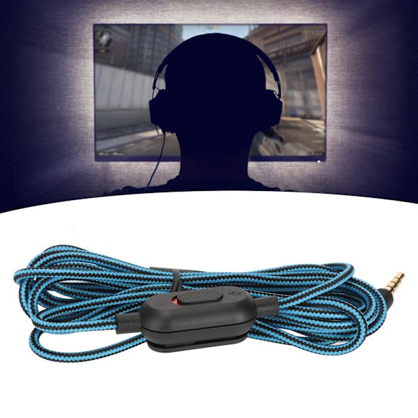 Gaming Headset Kabel Vävda Hörlurar Sladd med Volymkontroll och Mute-switch för Logitech G Pro G Pro X G433 G233 Blå