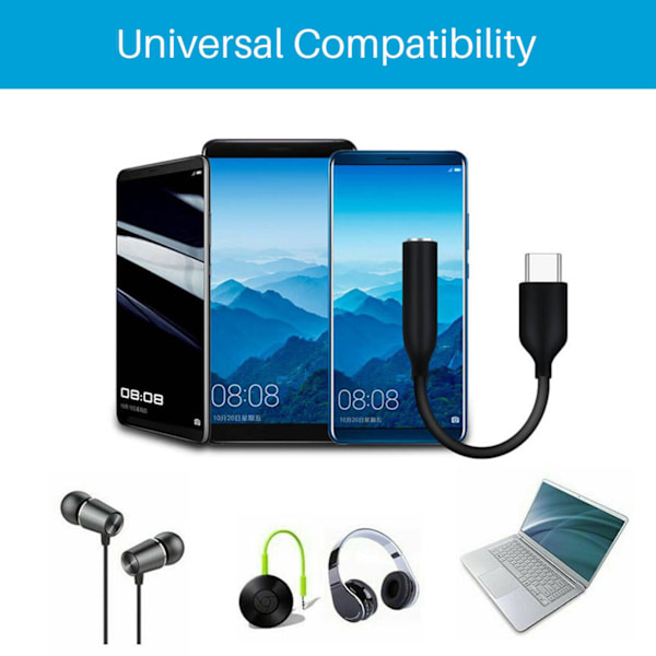 USB Type-C - 3,5 mm:n kuulokeliitäntäsovitin, kuulokkeiden äänikaapeli Samsung Note 10:lle