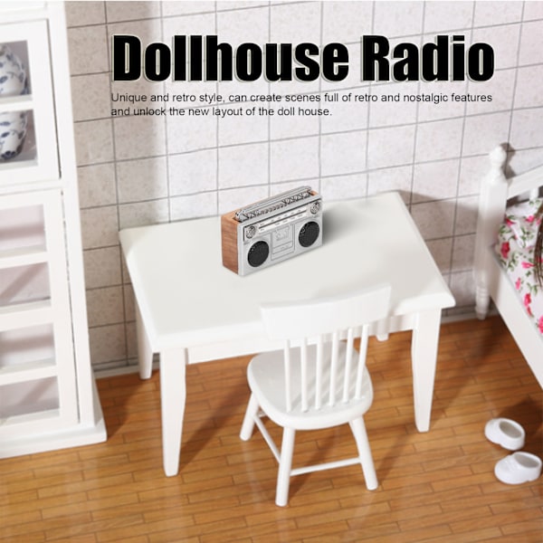 1:12 skala dockhusradio barn simulerad miniatyr retro radiomodell leksakstillbehör dekoration