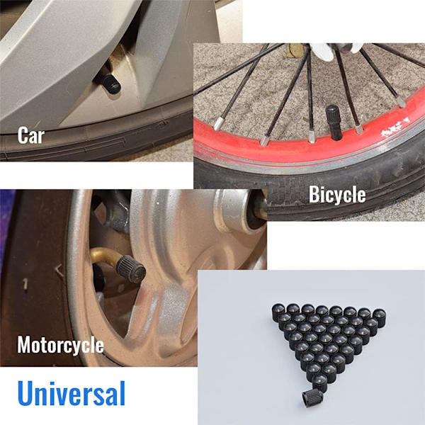 Ventilkapper, 100 stk. Plastik Ventilkapper, Ventilkappe, Bilventilkappe Cykelventil, Bil, Van, Motorcykel, Slange (Sort)
