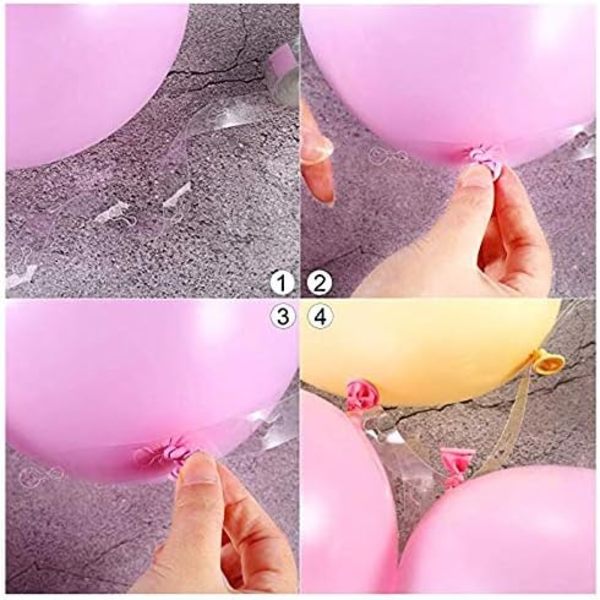 3 ruller ballonbuebånd og 3 ruller ballonlim prikker